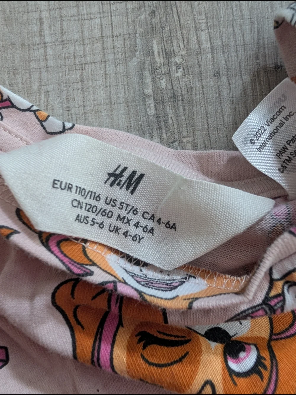H&M Pink Paw Patrol Puppy Print Ruffle Sleeve Dress, 5-6Y (C6)